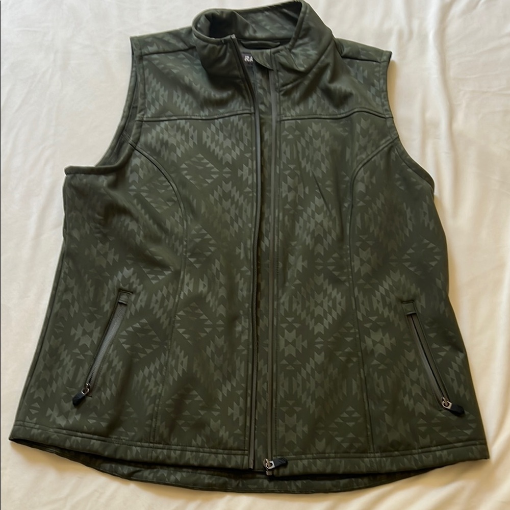 Rank 45 Green Quilted Vest with Stand-Up Collar